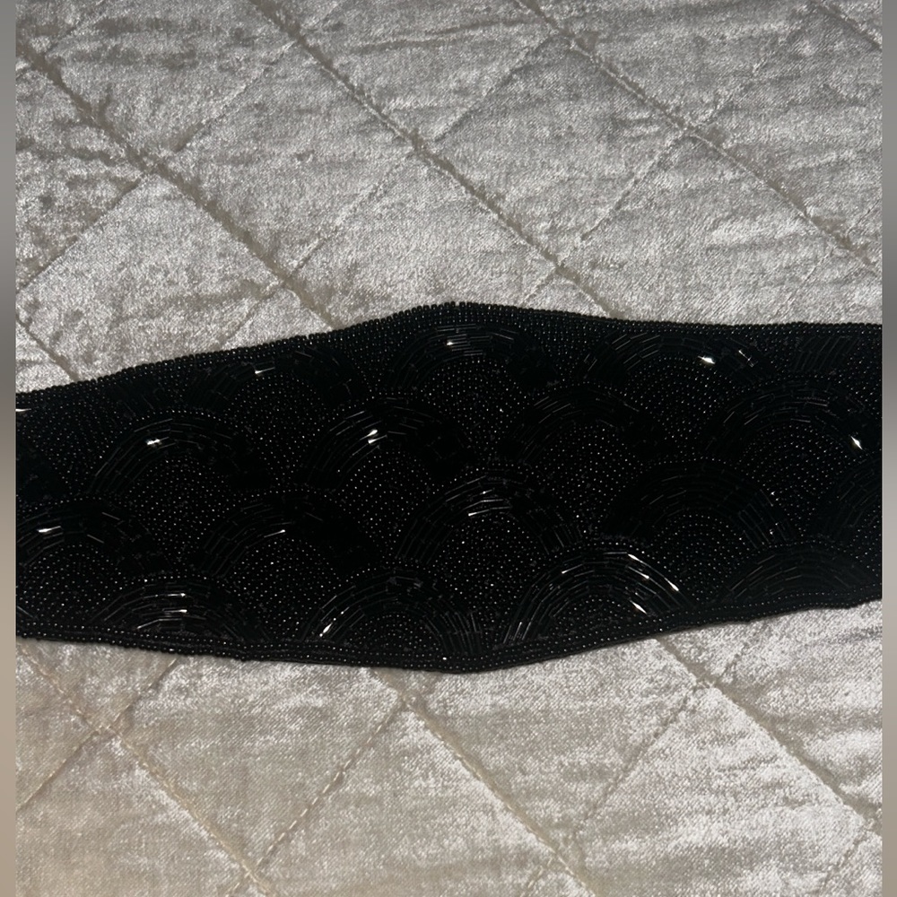 Vintage NOS Anne Klein Black Beaded Belt-Small - Picture 3 of 11